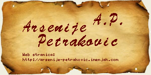 Arsenije Petraković vizit kartica